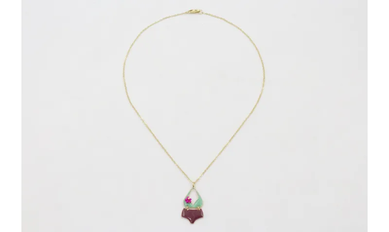 Collar cadena eslabón pequeño dorado mate con biki