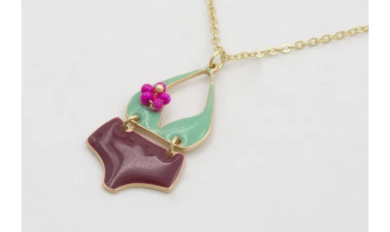 Collar cadena eslabón pequeño dorado mate con biki