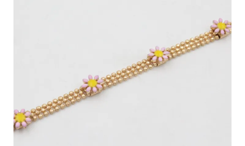 Pulsera cadena facetadas triple dorado mate con ma