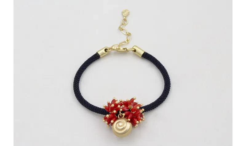 Pulsera de cordón trenzado azul marino con burruño