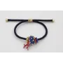 Pulsera de cordón trenzado azul marino con aritos 