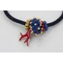 Pulsera de cordón trenzado azul marino con aritos 