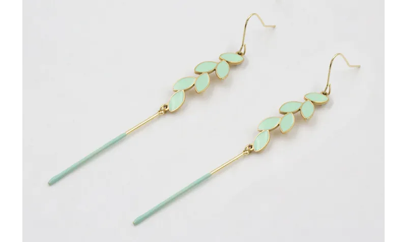 Pendientes acero inoxidable gancho rama pétalos es