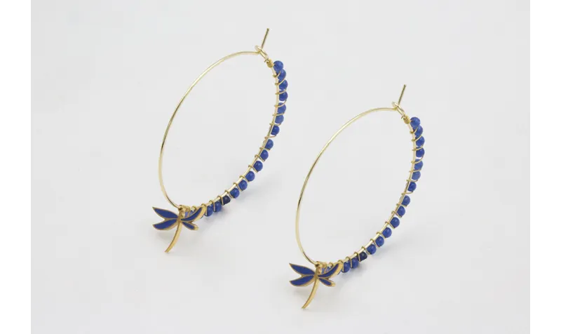Pendientes acero inoxidable aro grande con libelul