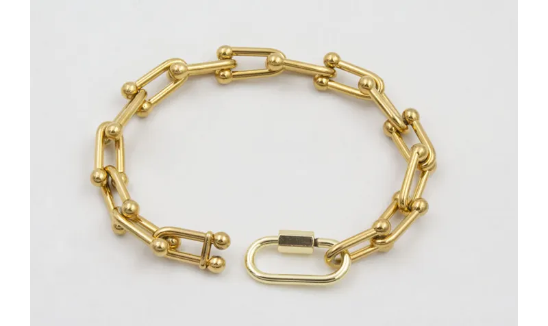 Pulsera acero inoxidable cadena eslabón herradura 