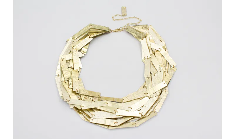 Collar listón de lentejuela plata y oro 12 vueltas