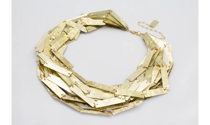 Collar listón de lentejuela plata y oro 12 vueltas