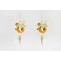 Pendientes V con flores lentejuelas doradas, escam
