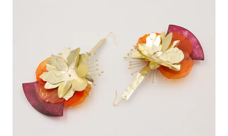 Pendientes lentejuelas dorada,naranja y morada con