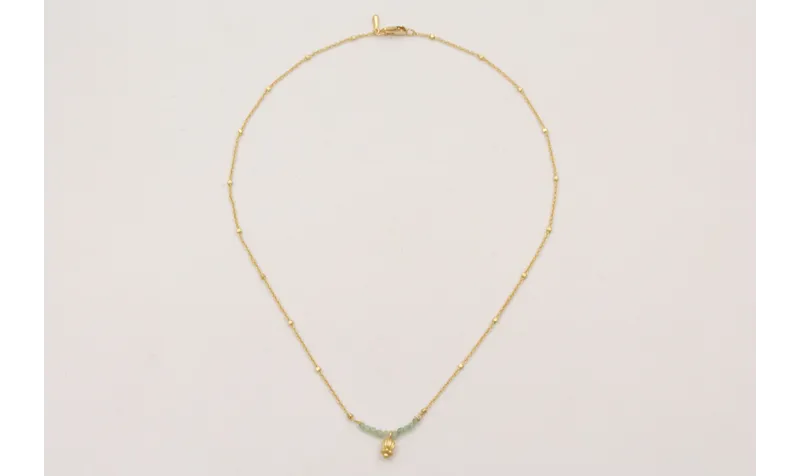 Collar cadena eslabón y micro bola dorada mate con