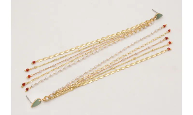 Pendientes perno gota esmaltada turquesa con fleco