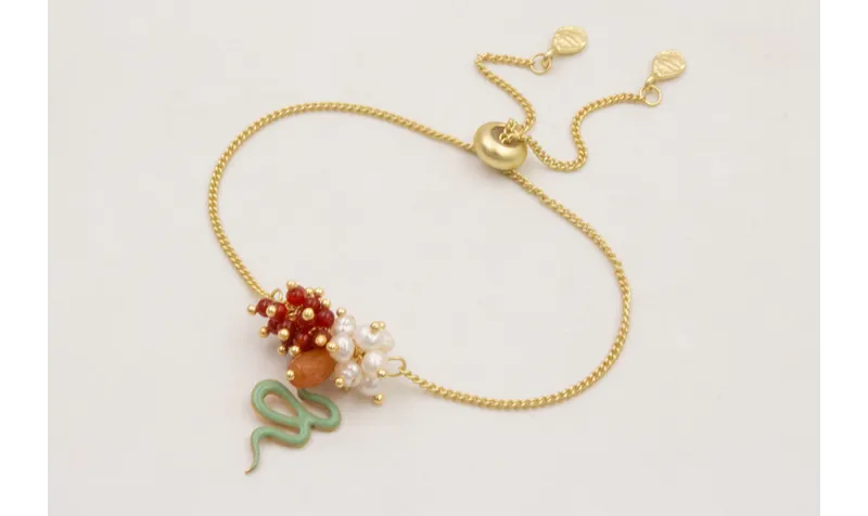 Pulsera cadena eslabón plano con centro de burruño
