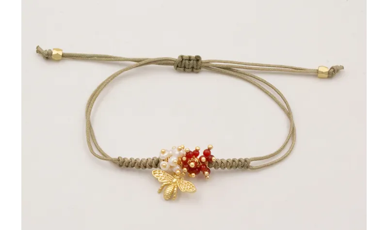 Pulsera cordón verde piedra nudo serpiente con bur