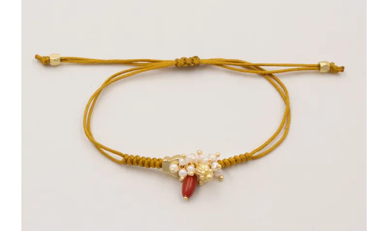 Pulsera cordón marrón claro nudo serpiente con bur