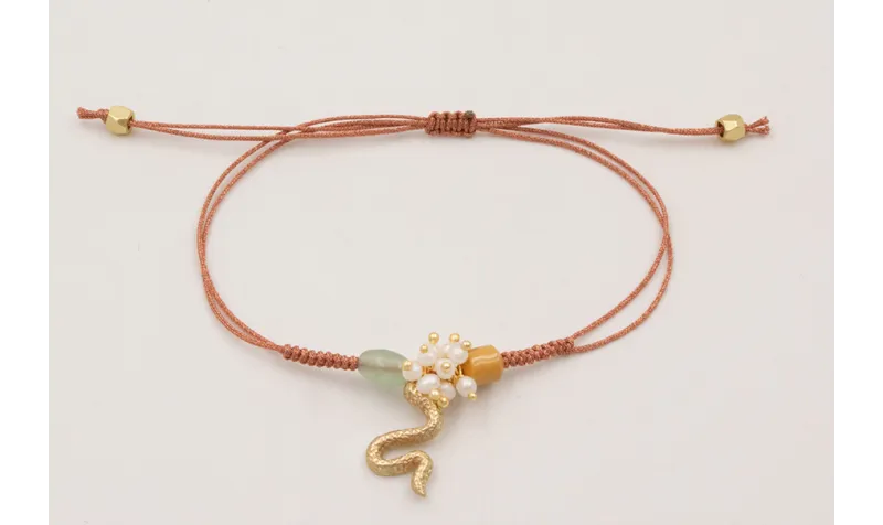 Pulsera cordón metálico oro rosa nudo serpiente co
