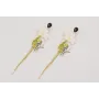 Pendientes perno gota esmaltada negra con flor pla