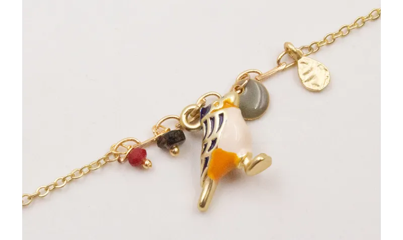 Pulsera cadena eslabón pequeño con centro de caden