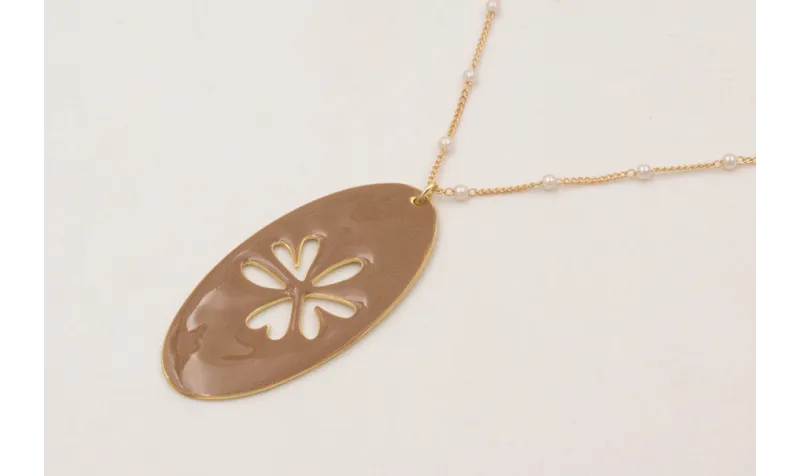 Solitario cadena eslabón plano dorado mate con per