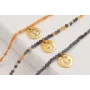 Pulsera semipreciosas grises con colgante inicial 