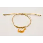 Pulsera nudo de macrame mostaza y dorado palido co