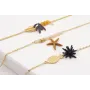 Pulsera cadena con pez dorado plano y estrella cor