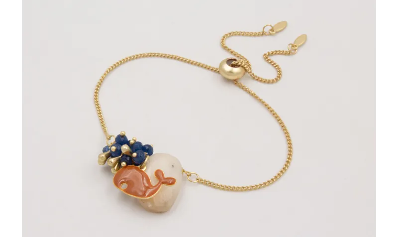 Pulsera regulable burruño azul oscuro con pivotes,