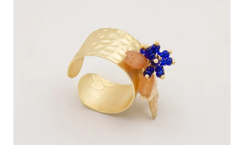 Anillo de arandela con burruño azul oscuro, dos se