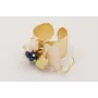 Anillo de arandela con manta raya beige,pez dorado