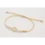 Pulsera nudo macrame dorado y nudo macrame beige c