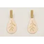 Pendientes gota esmaltada beige con flor dorada y 