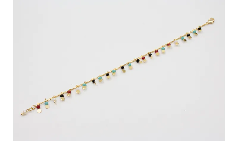 Pulsera de cadena chapitas doradas y piedras multi