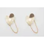 Pendientes corazón curvado dorado con cadena eslab