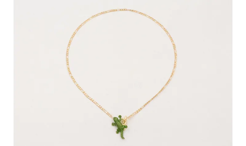 Collar cadena eslabones intercalados dorado mate c