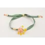 Pulsera regulable de seda plana verde con tubo arq