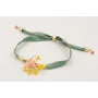 Pulsera regulable de seda plana verde con tubo arq