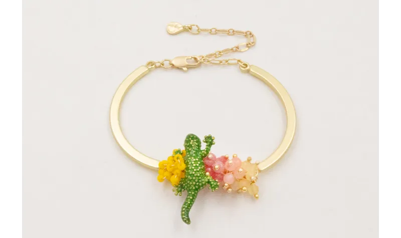 Pulsera semi rigida con burruño bolitas, ramas aba