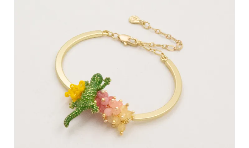 Pulsera semi rigida con burruño bolitas, ramas aba