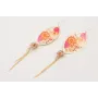 Pendientes gancho sencillo colgante ovalo flores r