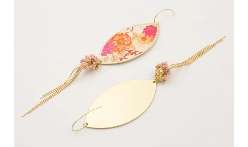 Pendientes gancho sencillo colgante ovalo flores r