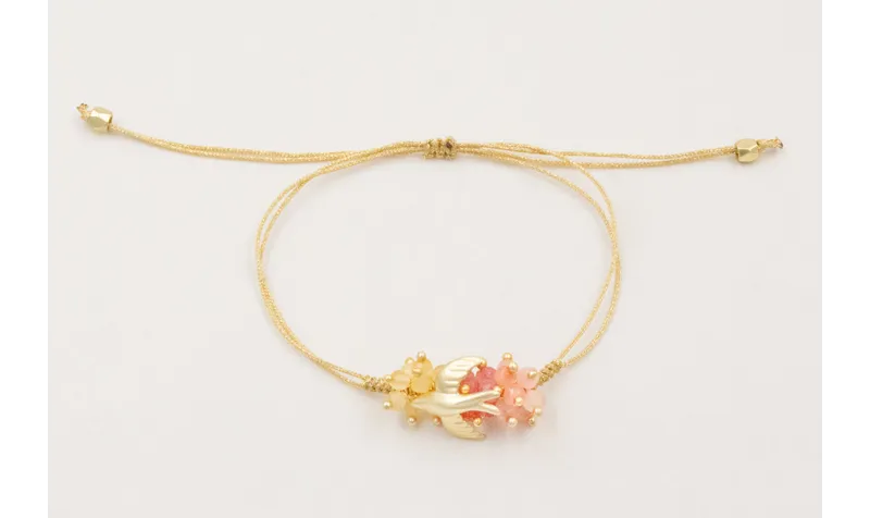 Pulsera hilo dorado con nudo serpiente con burruño