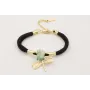 Pulsera seda natural rellena negra con tubo arquea
