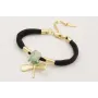 Pulsera seda natural rellena negra con tubo arquea