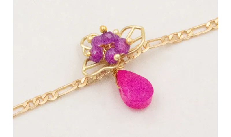 Pulsera cadena eslabones intercalados con centro f