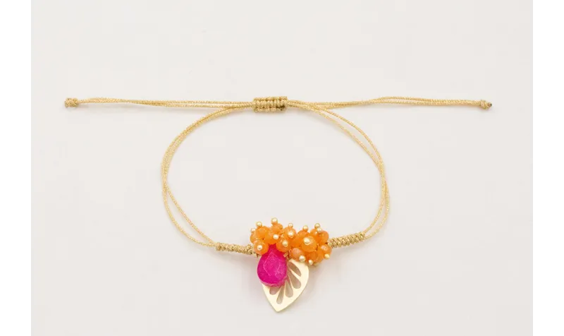 Pulsera hilo metalico dorado mate con nudo serpien