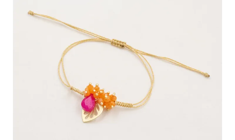 Pulsera hilo metalico dorado mate con nudo serpien