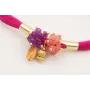 Pulsera seda natural rellena fucsia con tubo arque