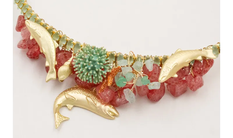 Collar lámina dorado mate con cadena strass crista