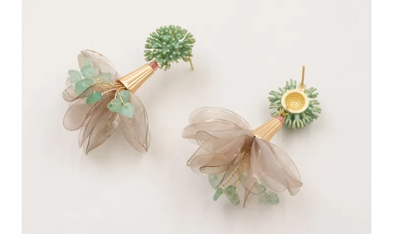 Pendientes perno nenufar turquesa con capuchón est