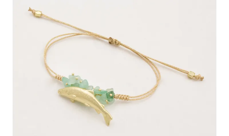 Pulsera hilo metalico dorado mate con nudo serpien