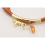 Pulsera seda natural rellena cobriza con tubo arqu